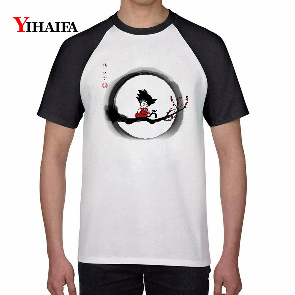 

Summer gym Print T Shirts Dragon Ball Z Goku Son Raglan Tees Men Male White Cotton T-Shirt Unisex Casual Tops