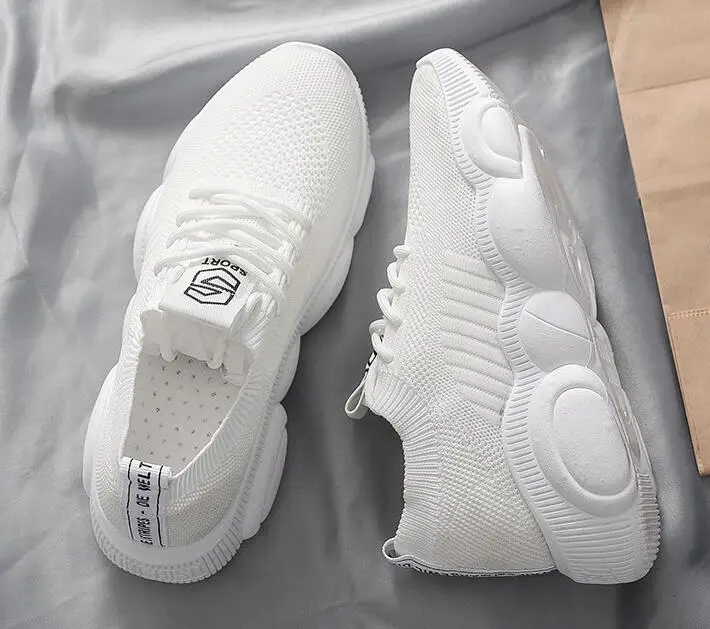 

2019 spring summer new design women flyknit breathe freely mesh casual shoes loafers