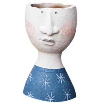 

Art Portrait Flower Pot Vase Sculpture Resin Face Family Flower Pot Handmade Garden Display