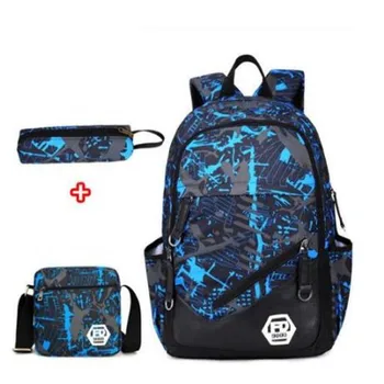 

waterproof oxford fabric boys school bags backpack for teenagers pencil case blue book bag boy one shoulder schoolbag