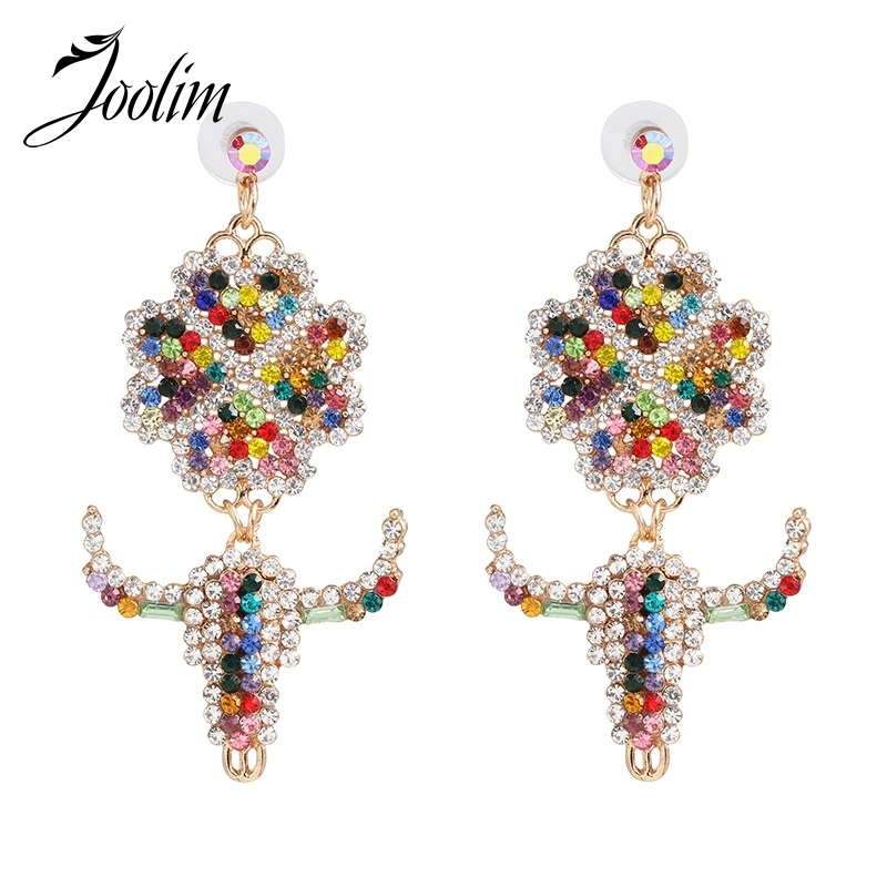 

Joolim Jewelry Wholsale Colorful CZ Crystal Pave Flower Dangle Earring Billiant Earrings for Women