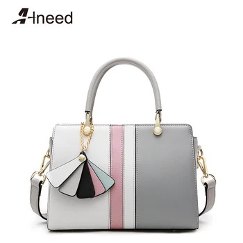 

ALNEED 2018 Women Genuine Leather Top-handle bag Panelled Crossbody Bag Shoulder Bag Lady Simple Style Totes Bag Flap Handbags