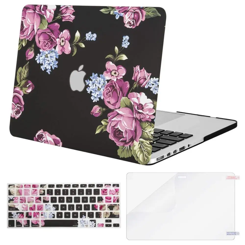 Peony Mosiso для Macbook Pro 13 Чехол для компьютера для Mac Pro 13 A1502/A1425 чехол 2012-+ силиконовый КБ чехол+ защита экрана - Цвет: Peony