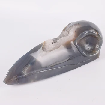 

7.5 Inch Natural Agate Bird Beak Figurine Vivid Mini Life Animals Hand Craft Skull statue For Home Decoration Healing Decor Art