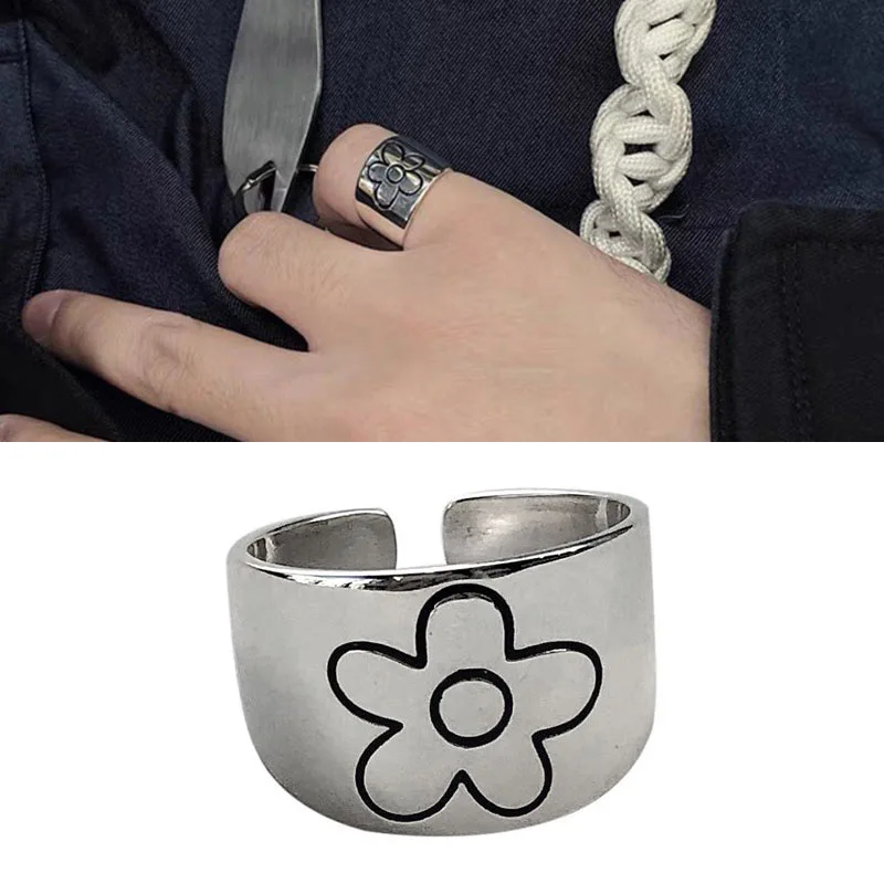 

Fashion Retro Flower Rings For Women or Men Silver Color Manual Sculpture Daisy Plant Vintage Ring Jewelry 2020 Best Gift