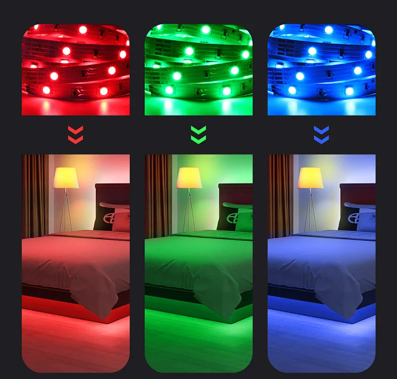 Flexível da Fita da Lâmpada do Diodo Emissor de Luz da Iluminação da Decoração Luz de Fundo da Tevê para a Festa do Festival Diodo Conduzida 5050 Smd 3m 5m 10m - Luz Rgb 5 Cabos flexíveis de celular