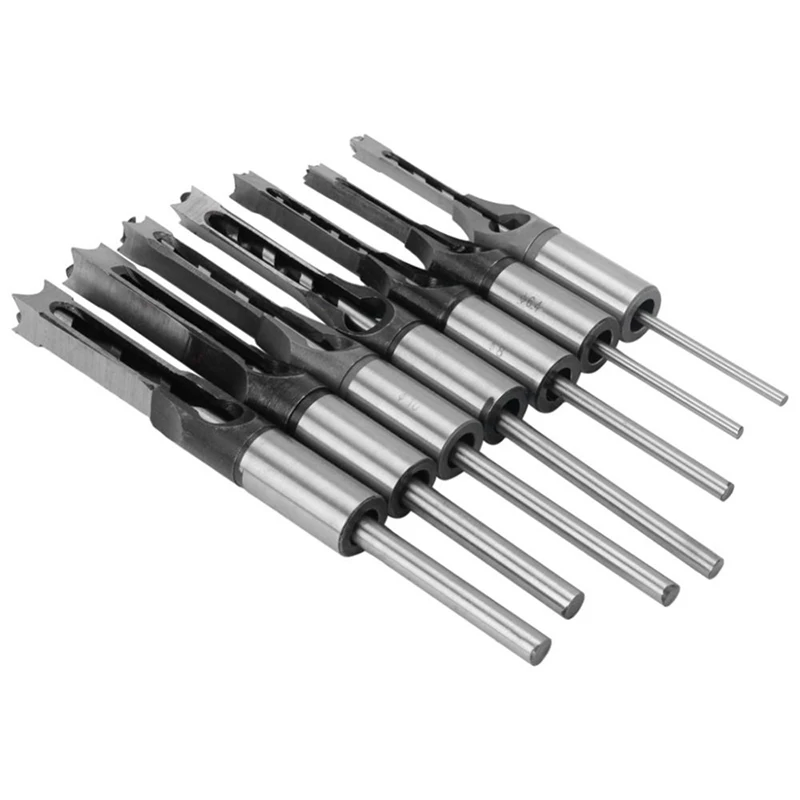 

7pcs 6-12.7mm Square Hole Saw Drill Bit Set Chisel Auger Tool Accessories