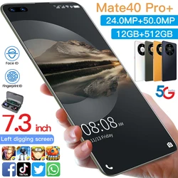 New Mate40 Pro Original Global Version Mobile Phone 7.3Inch 12GB 512GB Smartphone Fingerprint Unlock Face Recognition CellPhones
