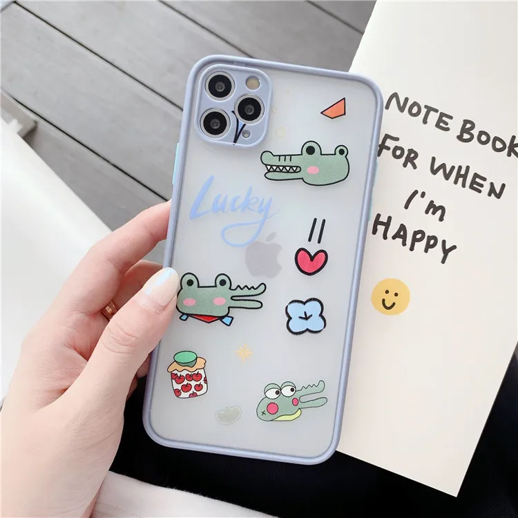 

Cartoon Cherry Mr crocodile kawaii Phone Case For iPhone 11 Pro Max case Cute soft cover For iPhone XS XR X 7 8 Plus 7Plus Case
