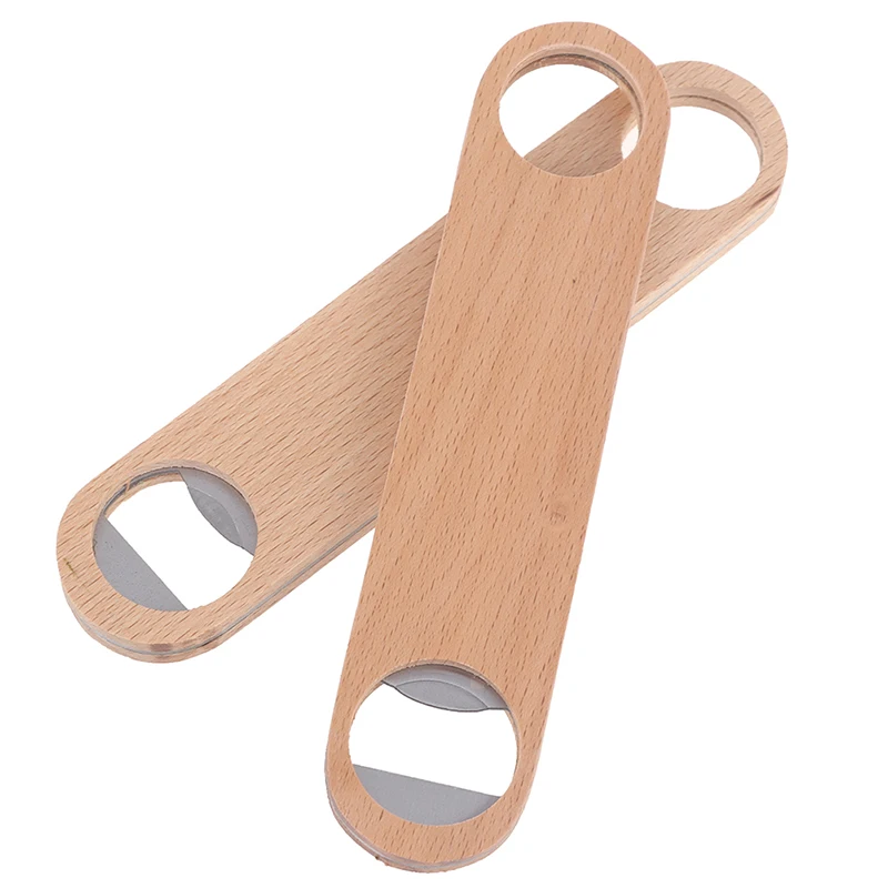 1pc Wooden Hotel Flat Board Speed Wood Bottle Opener Home Beer Cap Wooden Cover Openers