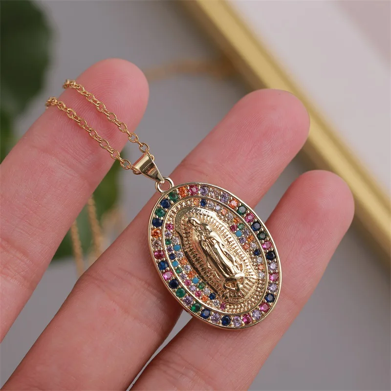 

(5pcs/lot ) Copper virgin of guadalupe Necklace for women & Gift guadalupe chamrs necklace for gift
