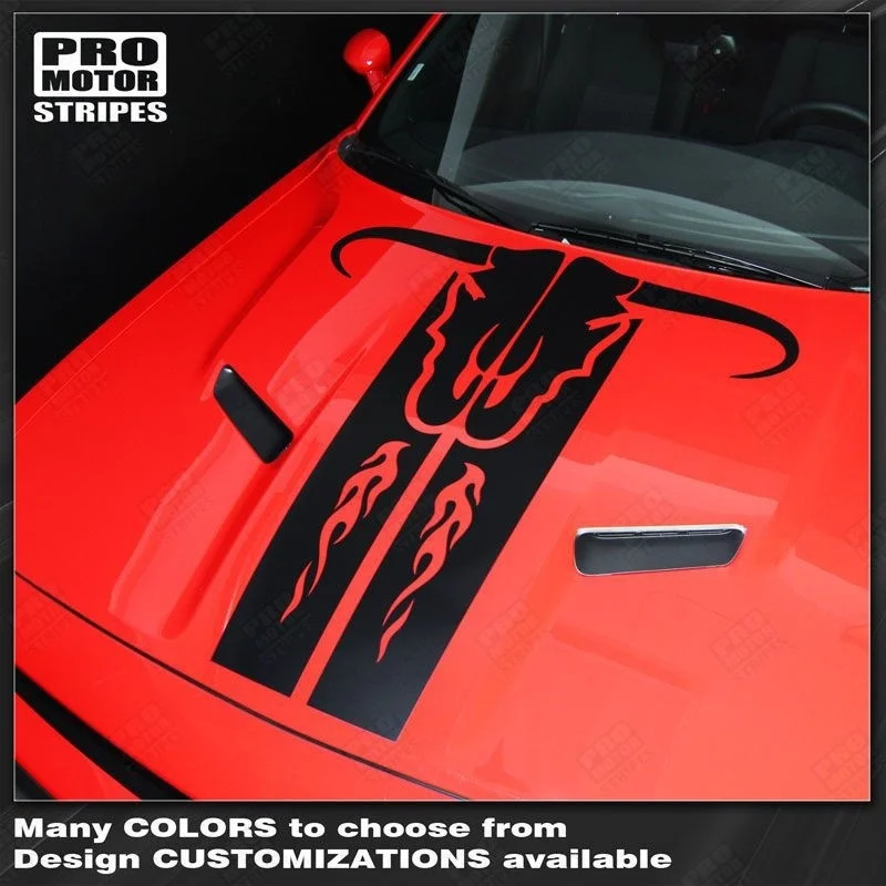 For Dodge Challenger Toro Bull Skull Hood Stripes Decals Pro Motor