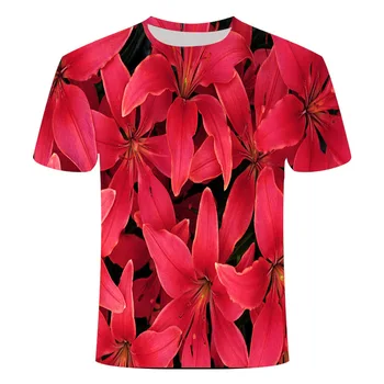 

t-shirt fashion high quality 3d printing t-shirt men's flowers women's fashion short-sleeved flower t-shirt casual t-shirt