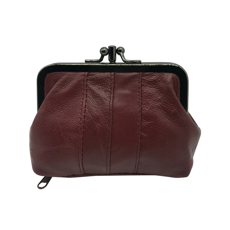 wine red0540 NICOLE& CO, кошелек для монет из натуральной кожи, кошелек из овечьей кожи для девочек, кошелек на металлической застежке, держатель для карт, кошелек на молнии, маленькая сумка, Новинка - Цвет: wine red0540