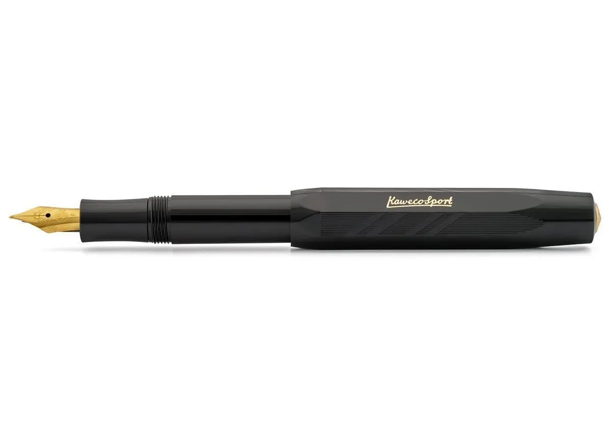 Pen Fountain Kaweco classic sport guilloche M Black (plastic case feather gilding) | Канцтовары для офиса и дома