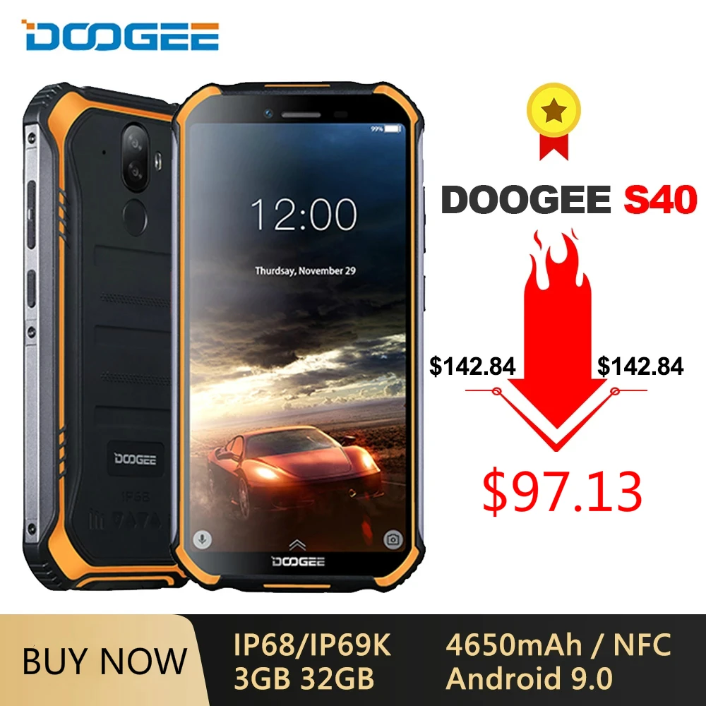 DOOGEE S40 смартфон с 5 дюймовым дисплеем четырёхъядерным процессором MT6739 ОЗУ 3 ГБ ПЗУ