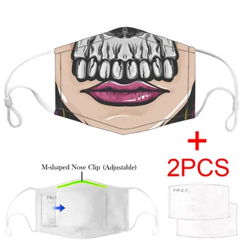 

Print Mouth Mask Washable Cotton PM2.5 Filter Mask Anti Dust Face Mask Reusable Mouth-muffle Bacteria Proof Flu Adult Mask