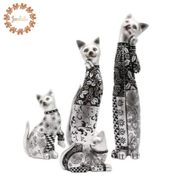 

Elegant Silver Carved Cat Cute Cat Creative Handmade Resin Cat Ornaments Figurine Statue Artificial Best Gift Christmas Gift
