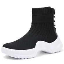 Fashion Sneakers Woman Platform Soft Heel Woman Casual Shoes High Top Knitted Woman Leisure Ankle Sock Fabric Mesh Shoes 35-42