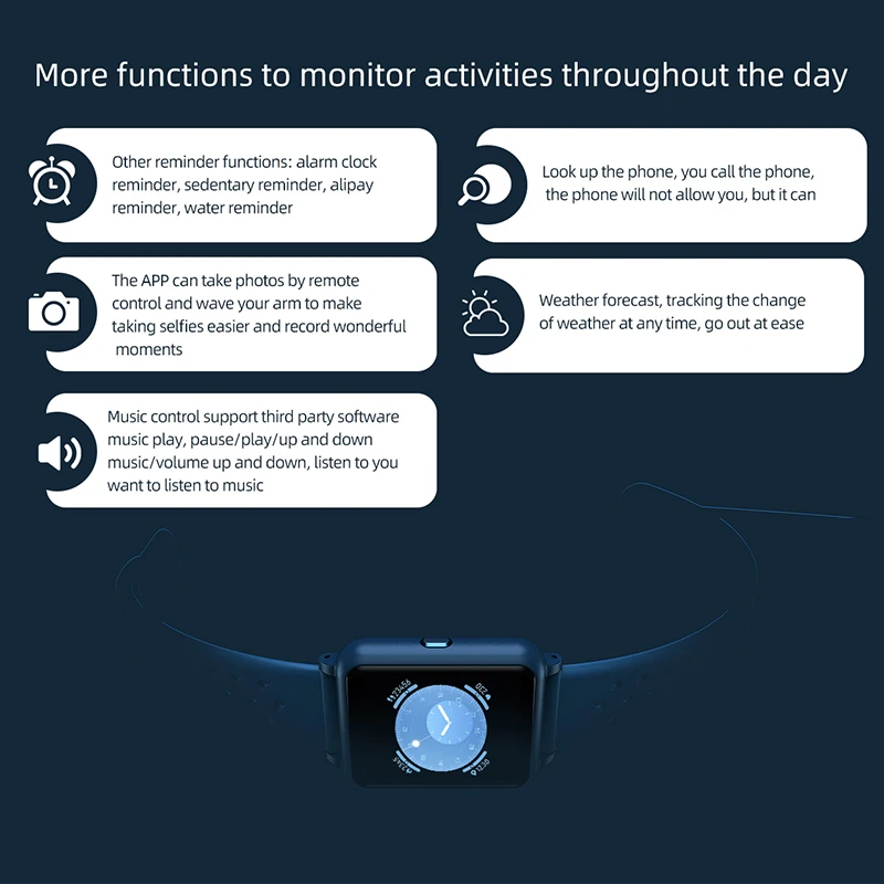 Full touch Smartwatch сердечного ритма кровяное давление здоровья Водонепроницаемый Смарт наручные часы с Bluetooth Браслет фитнес-трекер