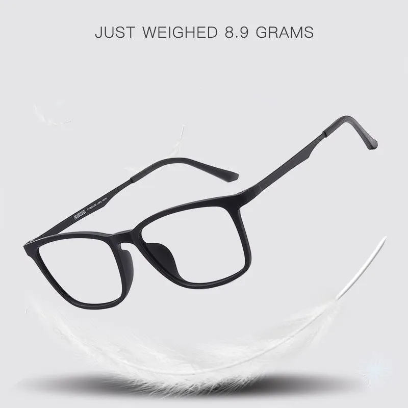 YIMATUILI Men's Ultra Light Pure Titanium Optica Eyeglasses Frame Comfortable Square High Quali TR90 Glasses For Vision Y8808