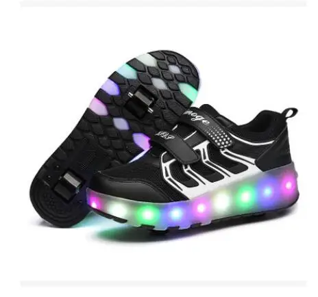 Heelies/светодиодный светильник; кроссовки с двойным двумя колесами для мальчиков и девочек; повседневная обувь на роликовых коньках для мальчиков и девочек; Zapatillas Zapatos Con Ruedas - Цвет: Photo Color 5