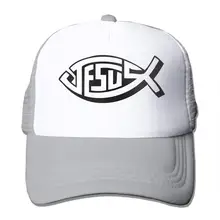 Jesus Christian рыбы сетки бейсболки унисекс Регулируемый Дальнобойщик стиль шляпа серый