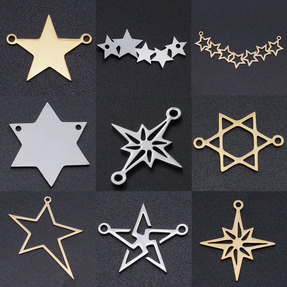 5pcs/lot Star of David DIY Earring Charms Wholesale 100% Stainless Steel Meteor Connectors Charm Starry Jewelry Pendant 5pcs/lot Star of David DIY Earring Charms Wholesale 100% Stainless Steel Meteor Connectors Charm Starry Jewelry Pendant