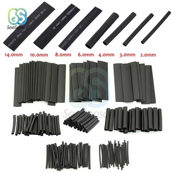 

1set 127PCS Polyolefin Car Electrical Cable Tube kits Heat Shrink Tube Tubing Sleeve Wrap Wire Assorted 7 Sizes Black