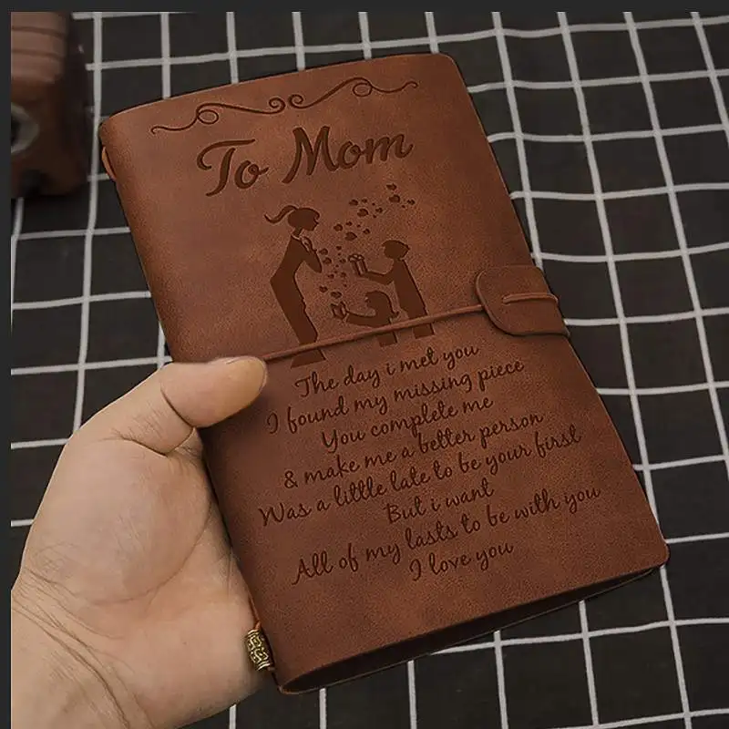 Brown to mom 20x12 см винтажный кожаный задний эскиз книга журнал ручной работы блокнот дневник ручка для моей жены, мамы, сына и дочери - Цвет: Brown to mom