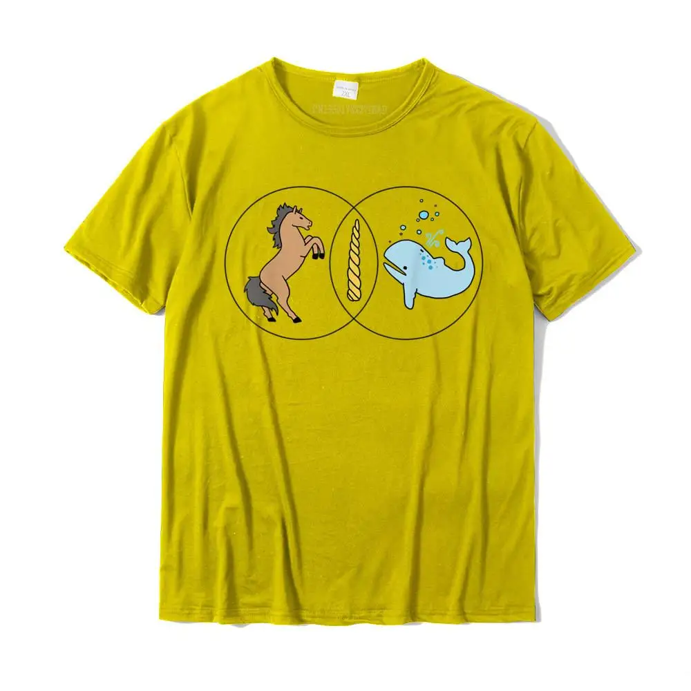 Male Hot Sale cosie Tops & Tees Crewneck Mother Day 100% Cotton T Shirts Printed Short Sleeve Fitness Tight T Shirt Venn Diagram Unicorn Narwhal Same Difference Graphic T-Shirt__30735 yellow