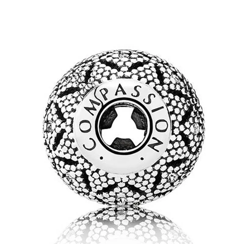 

Top Quality 925 Sterling Silver Bead Charm COMPASSION With Clear CZ Charm Fit Pandora ESSENCE Bracelet Diy Jewelry