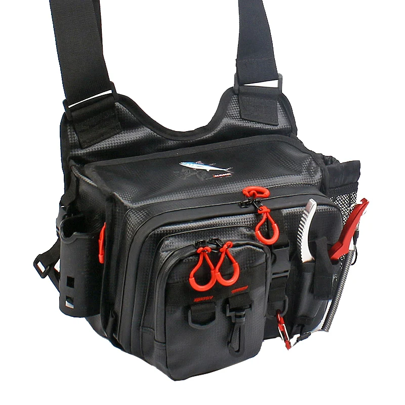 

Fishing Bag Portable Outdoor Fishing Tackle Storage Backpack Black Multiple Tools Shoulder Bag