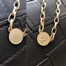 Трендовое золотое покрытие монета кулон колье ожерелье для женщин Девушка