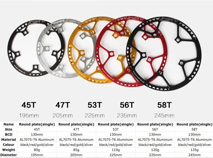 Litepro односкоростная 45 T/47 T/53 T/56 T/58 T al7075складная велосипедная система BMX цепное колесо 130BCD цепное колесо 170 мм кривошипное кольцо