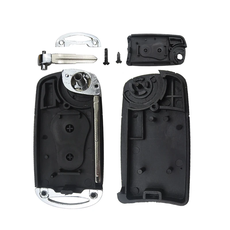 OkeyTech 2 Buttons Modified Flip Folding Remote Car Key Case For SsangYong Actyon Kyron Rexton Key Shell Case Blank Uncut Blade Key case Car key shell Key shell