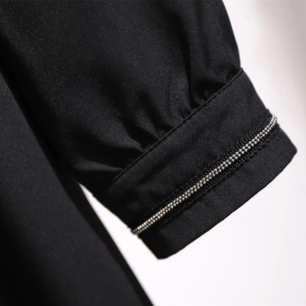 5XL 6XL, большой размер, Осеннее Повседневное платье, женское платье с длинным рукавом размера плюс, однотонное платье на пуговицах, офисное платье для женщин, платье большого размера