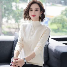 Autumn Winter Casual Sweaters Women Semi-high Collar Thickened Long Sleeved Loose Sweater Pullover Solid Thick Knitted Winter Autumn Winter Casual Sweaters Women Semi-high Collar Thickened Long Sleeved Loose Sweater Pullover Solid Thick Knitted Winter
