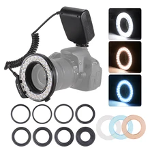 Andoer – anneau lumineux LED HD-130, écran LCD 3000-15000K GN46, contrôle de puissance + diffuseurs de Flash pour appareils photo Canon Nikon Pentax