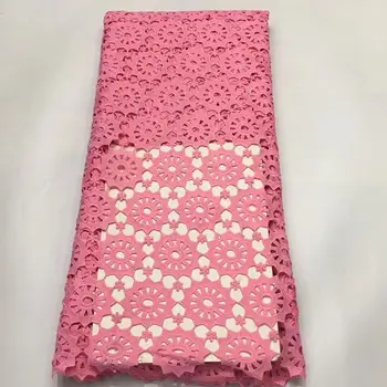 

PINK African Lace Fabric 2019 High Quality Mei Red Cord Nigerian Lace Fabric Wedding French Water-soluble lace Fabric For Dresse