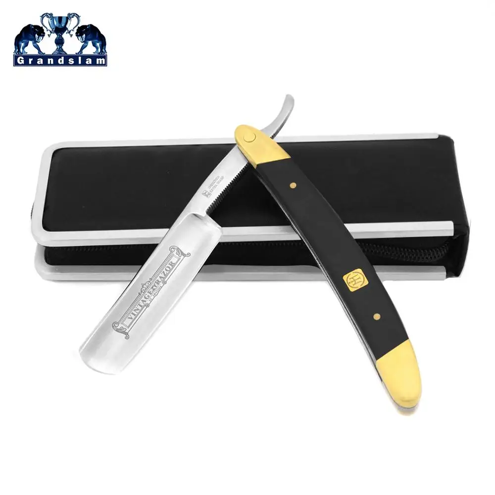 Black Ebony Wood Круглая бритва, прямая бритва, готовая бритва, нож из нержавеющей стали, лезвие из черного дерева, ручка для мужчин, бритье - Цвет: Black Ebony Wood