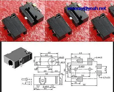 

DHL/EMS Samples 2500 PCS SMD SMT 2.5mm X 0.7mm DC socket for Tablets Charger Power Plug soldering-A8