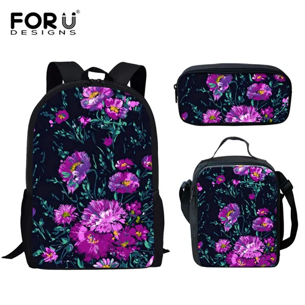 FORUDESIGNS/комплект рюкзаков с цветочным принтом; модные детские школьные сумки для девочек; повседневные сумки с Тропическими Цветами; Детские сумки на плечо; Mochila - Цвет: HMG1171CGK