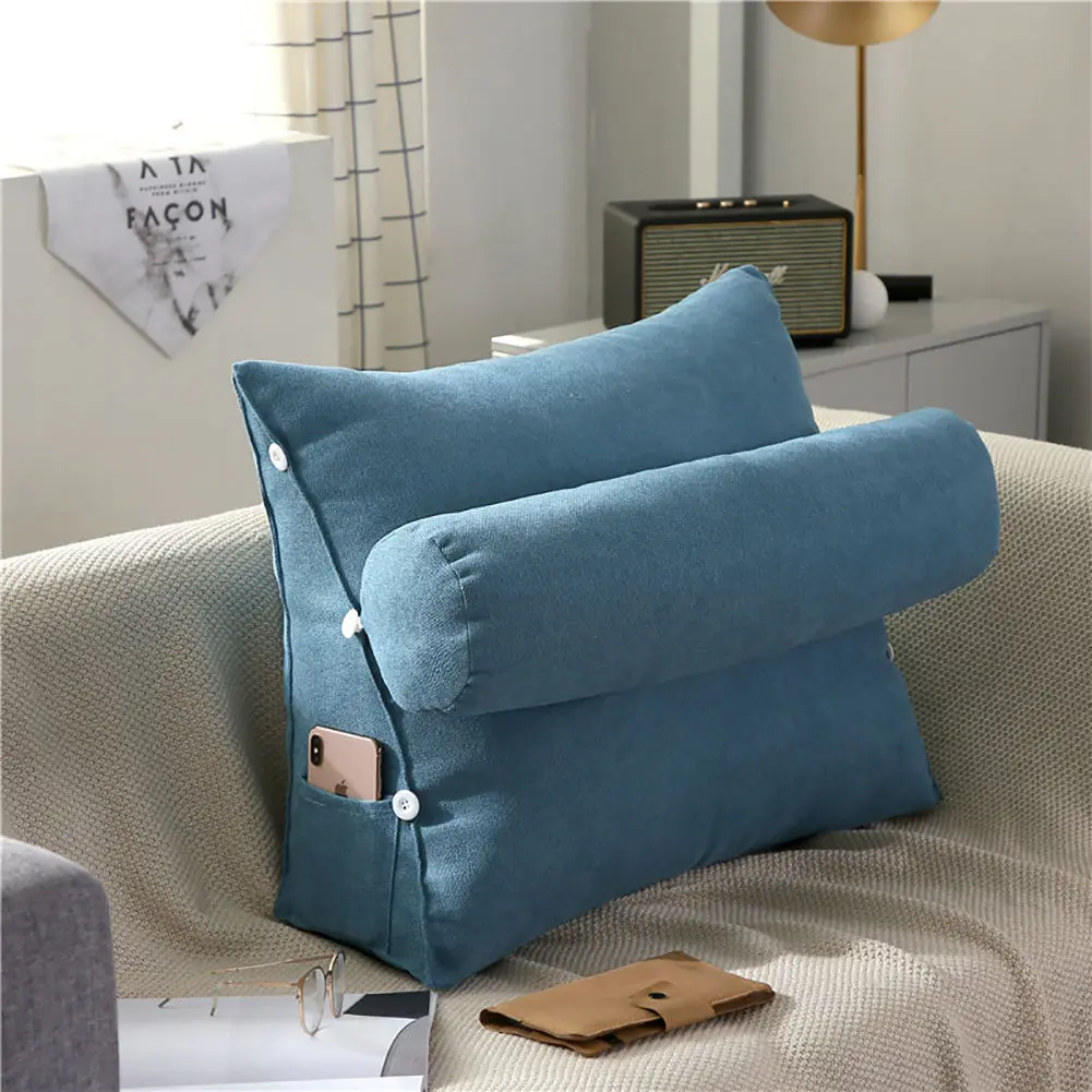 

Johnear Back rest pillows lumbar support cushion wedge upholstered headboard removable reading pillow triangular bolster