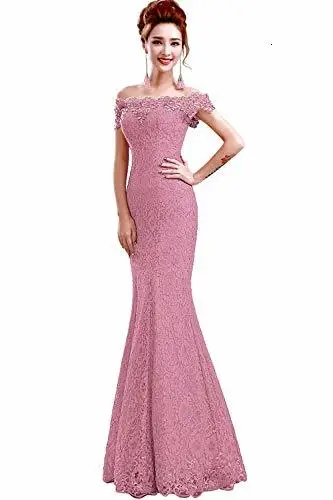 Dusty Pink Свадебное платье русалки,, длинное розовое кружевное вечернее платье для матери невесты, женское платье в пол - Цвет: Dusty Pink