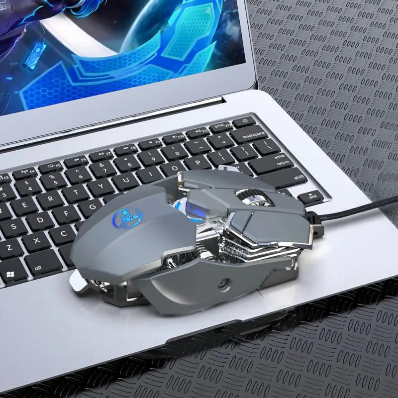 J600 программируемый макро-определение Мышь USB Проводная игровая мышь 6400 Точек на дюйм 9 ключ Красочный светодиодный эргономичный