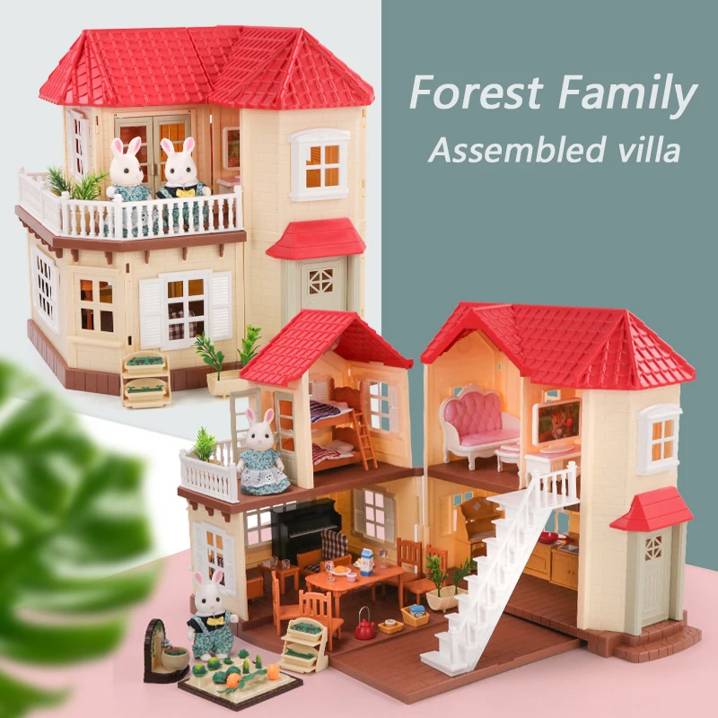 1/12 MINI Pretend Play Toy Animals Forest Family Doll Children's simulation 1:12 Rabbit koala Panda Figure Girl Toy 10/14/18pcs 2