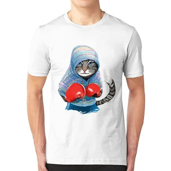 

2020 New Arrivals Men's Fashion Cool Boxing cat Printed T-shirt Casual Summer T shirt Hipster Tops