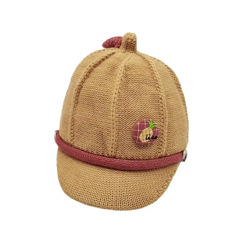 Зимняя теплая вязаная шапка в Корейском стиле для новорожденных, шапка с фруктами для малышей - Цвет: Цвет: желтый