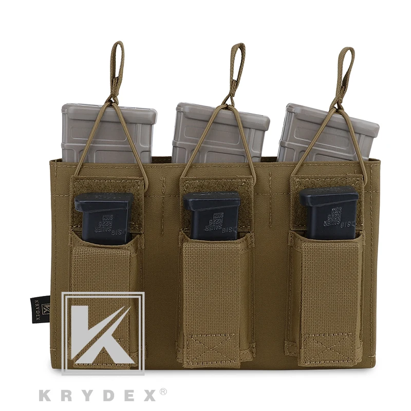 CB KRYDEX Тактический тройной Открытый верх подсумок 5,56& пистолет MOLLE/PALS кобура маг Чехол Перевозчик для стрельбы страйкбол военный - Цвет: CB